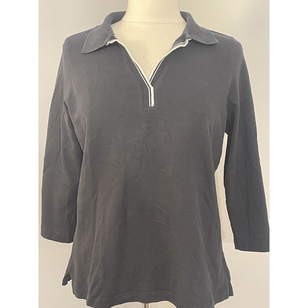 Women’s Navy Nautica V-neck Shirt Sz Large 3/4sleeve - Picture 1 of 8